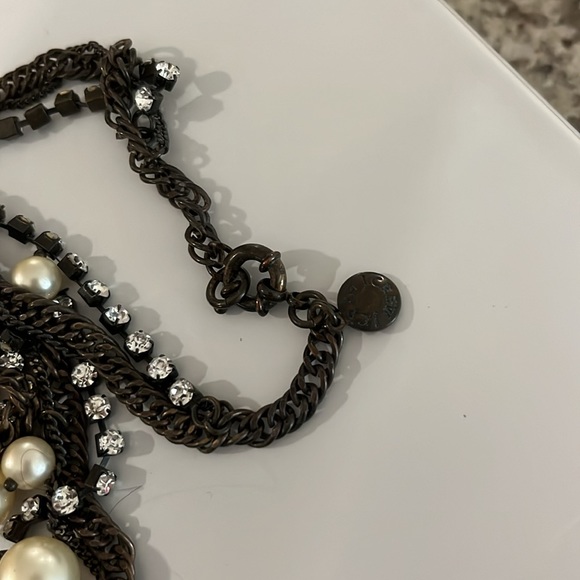 J Crew long necklace, bronze,bling faux pearls EUc - Picture 4 of 4